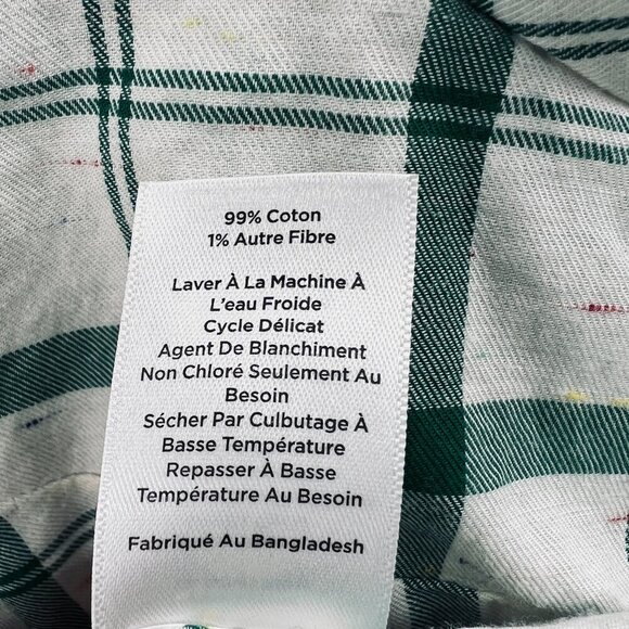 Talbots Womens Top Extra Large Cream Green Long Sleeve Button Front Shirt - Picture 5 of 8